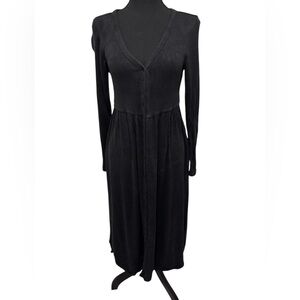 Quince Black Button-Front V-Neck nursing dress